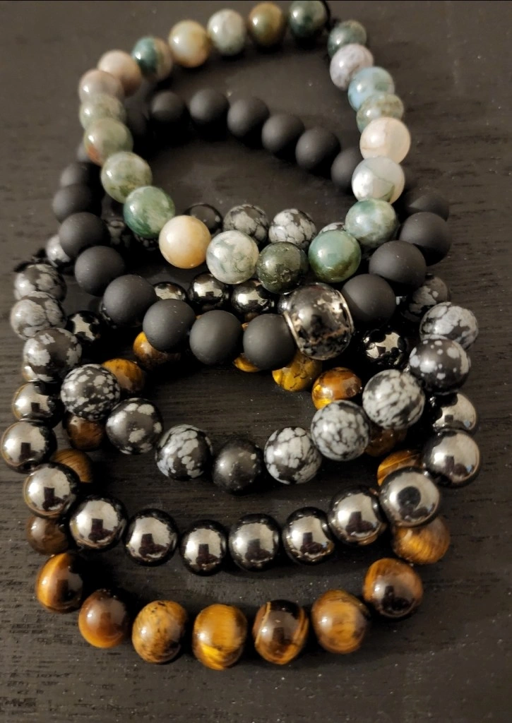 Beautiful handcrafted mineral bead bracelets collection